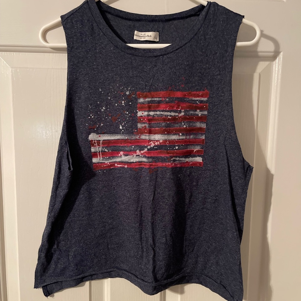 Abercrombie & Fitch American flag graphic print, crop tank top.